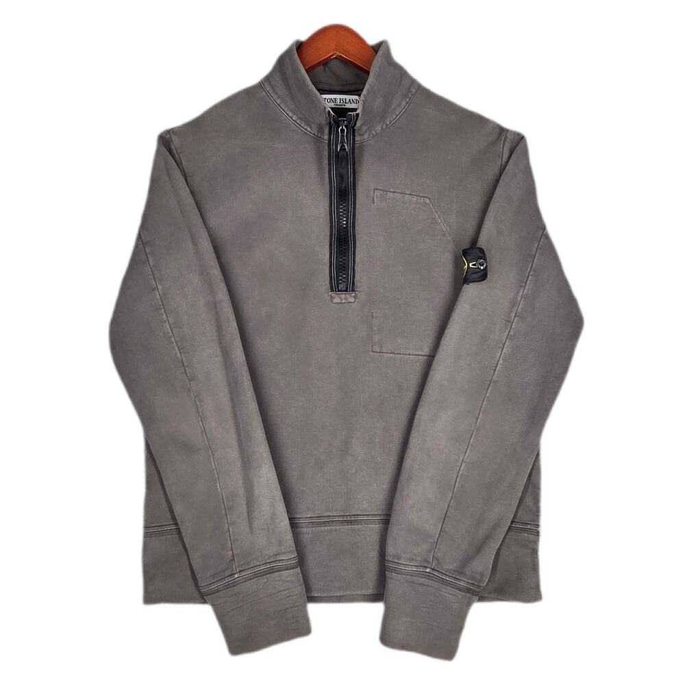 STONE ISLAND VINTAGE QUARTER‑ZIP SWEATSHIRT – GRAY – MEN’S LARGE – MADE IN ITALY